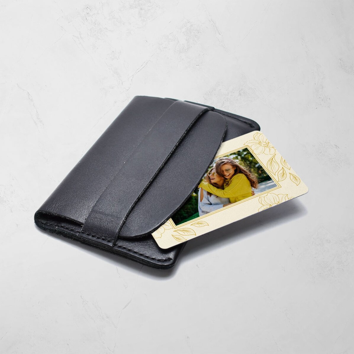 Card aluminiu personalizat față-verso cu mesaj și o fotografie - Mulțumire