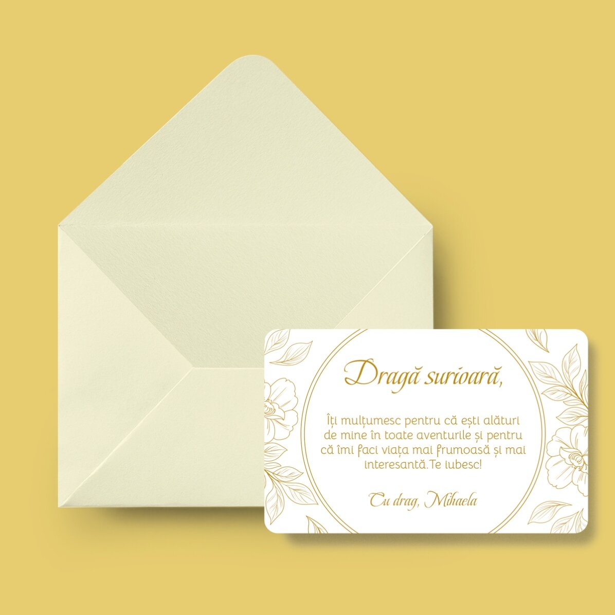 Card aluminiu personalizat față-verso cu mesaj și o fotografie - Mulțumire