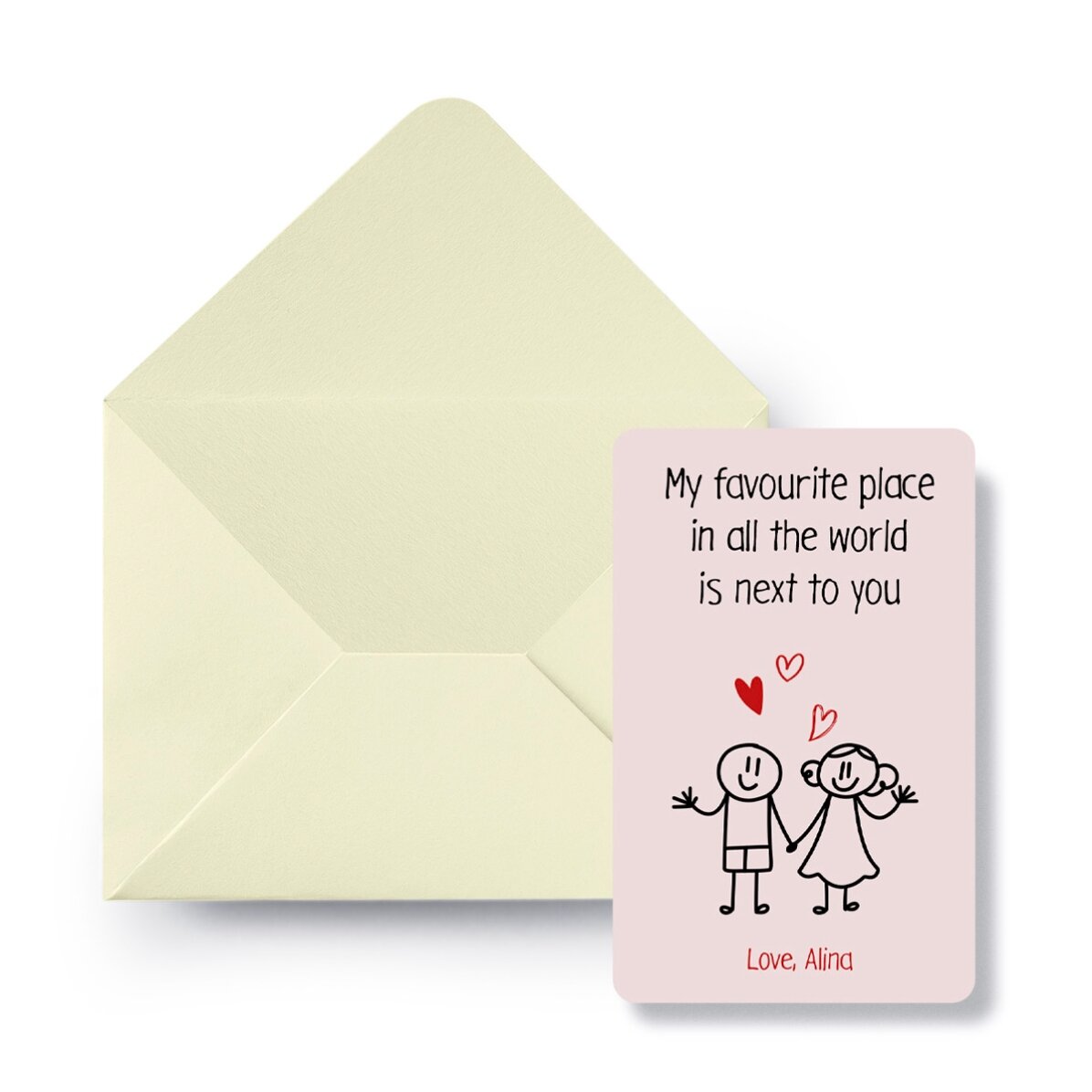 Card aluminiu personalizat față-verso cu mesaj și o fotografie