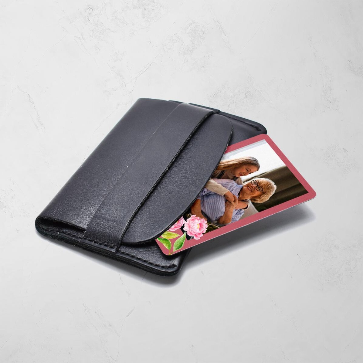 Card aluminiu personalizat față-verso cu mesaj și o poză - Flori