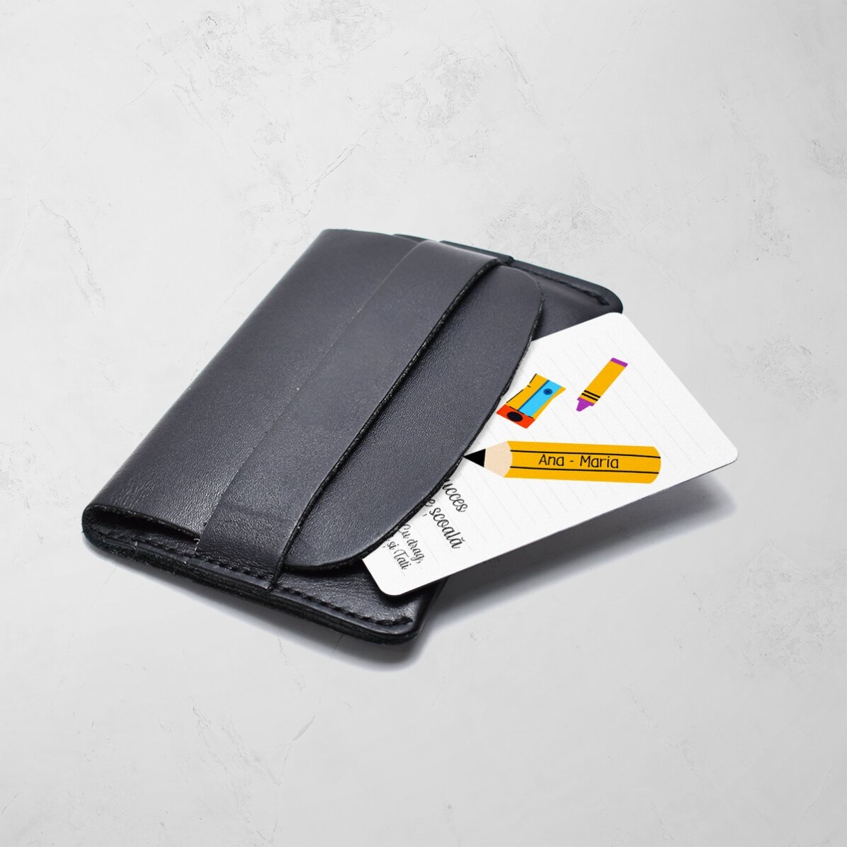 Card aluminiu personalizat față-verso cu mesaj și o poză - Good Luck