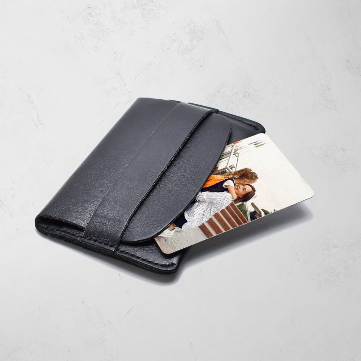 Card aluminiu personalizat față-verso cu mesaj și o poză - Good Luck