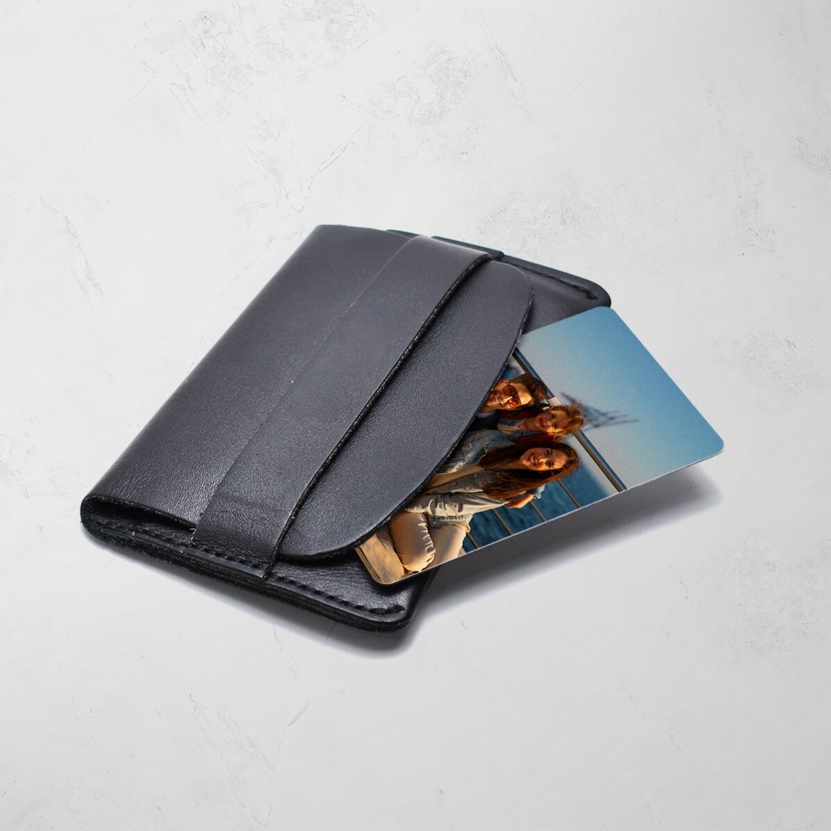 Card aluminiu personalizat față-verso cu poze portret