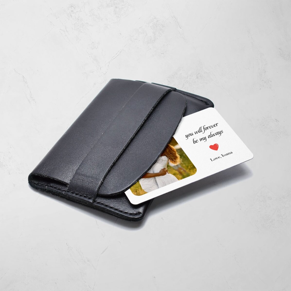 Card aluminiu personalizat față-verso cu o poză și text - Hearts