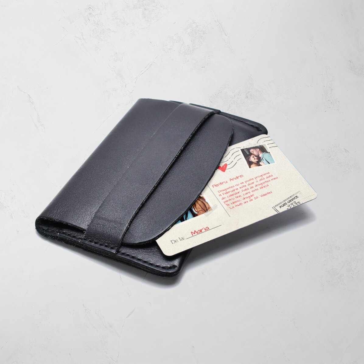 Card aluminiu personalizat față-verso cu text și două poze - Carte Poștală