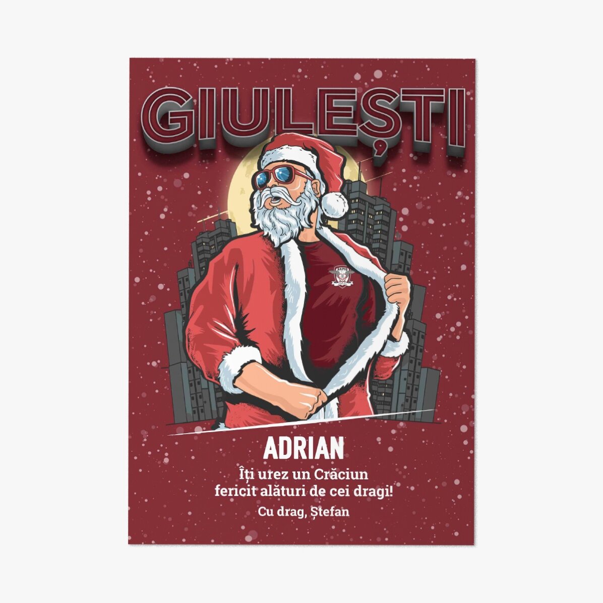 Card FC Rapid personalizat cu text - Moșul din Giulești