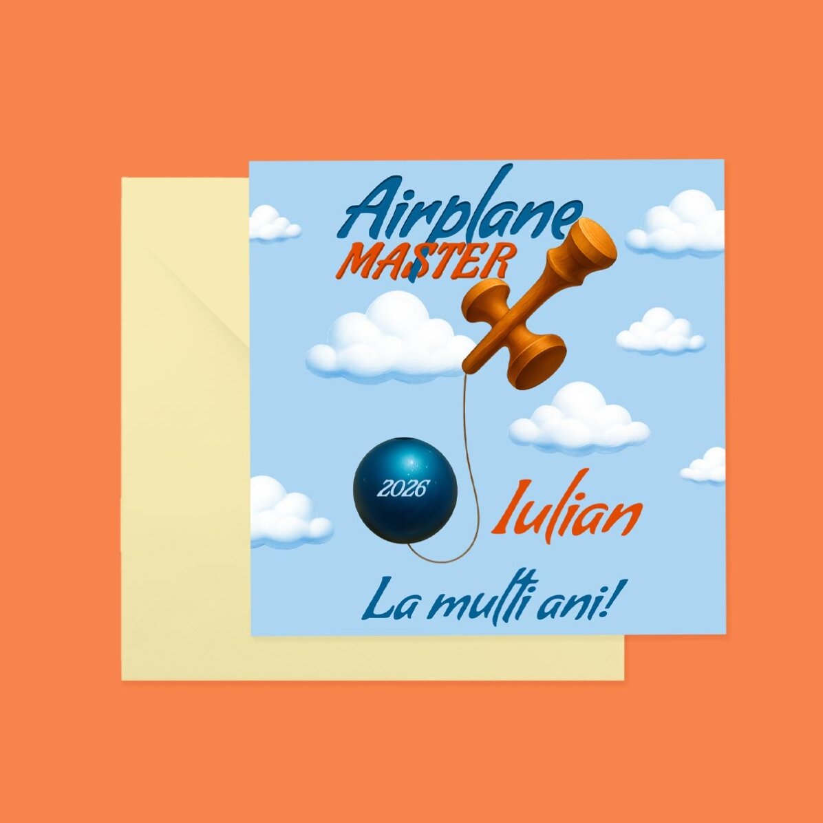 Card pătrat personalizat cu text - Airplane Master
