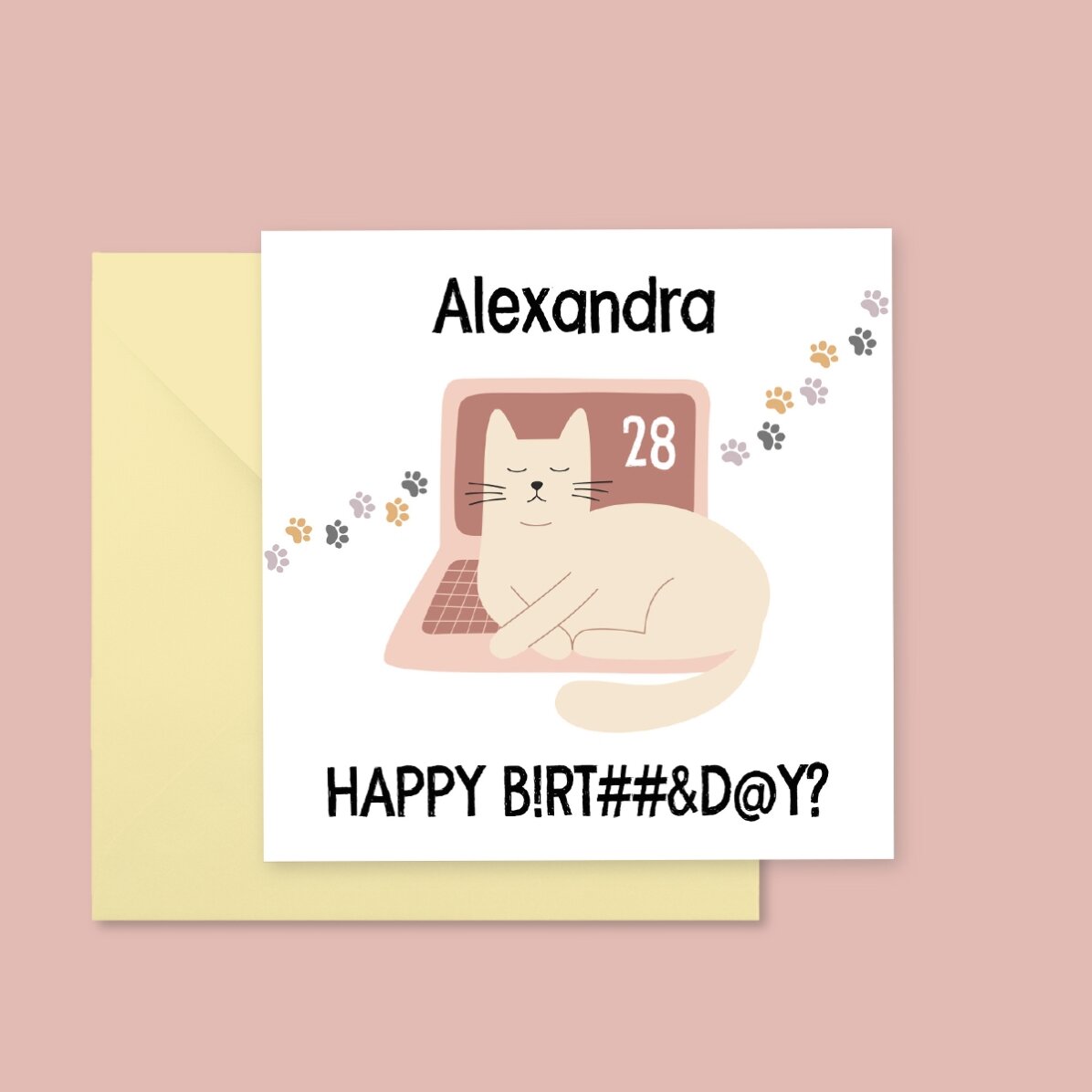Card pătrat personalizat cu text - Cat