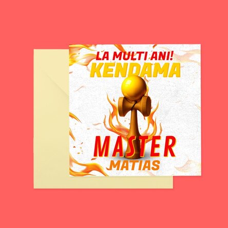 Card pătrat personalizat cu text - Kendama Master