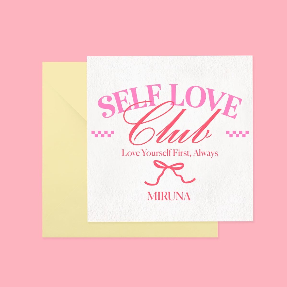 Card pătrat personalizat cu text - Self Love Club