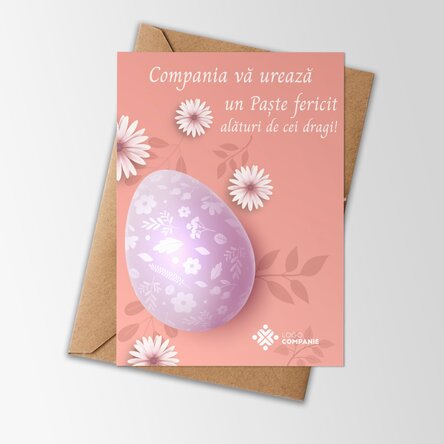 Card personalizat cu logo și mesaj de Paște - Easter egg