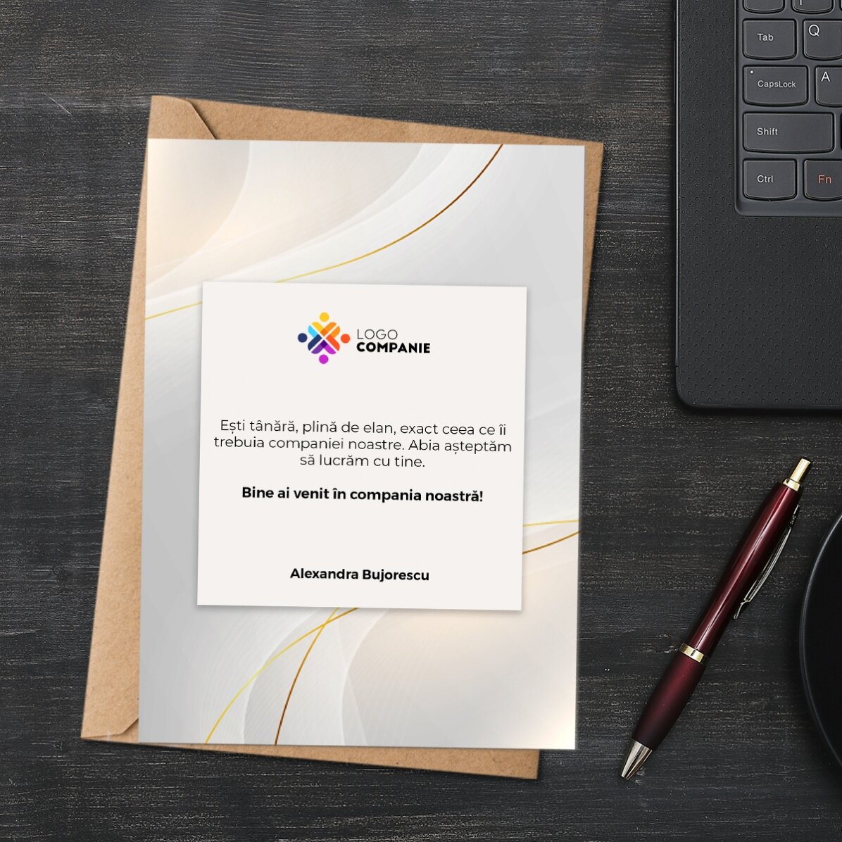 Card personalizat cu logo și text - Welcome