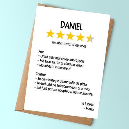 Card personalizat cu mesaj - Review