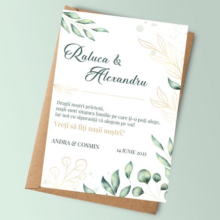 Card personalizat cu text - Cerere de nași