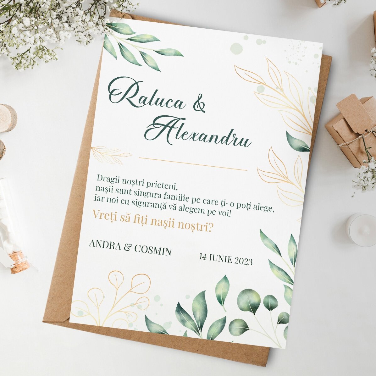 Card personalizat cu text - Cerere de nași