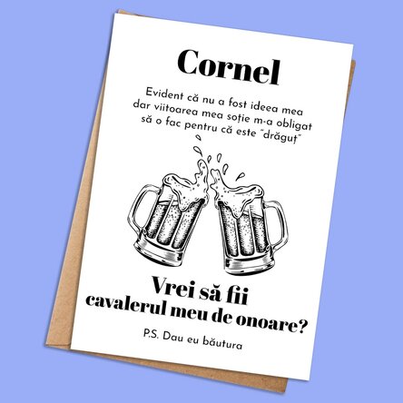 Card personalizat cu text - Invitație cavaler de onoare