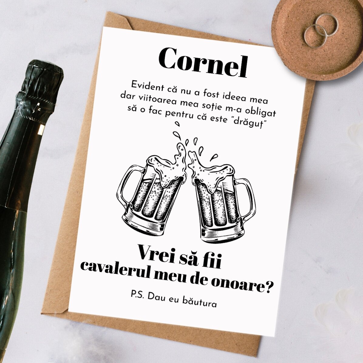 Card personalizat cu text - Invitație cavaler de onoare