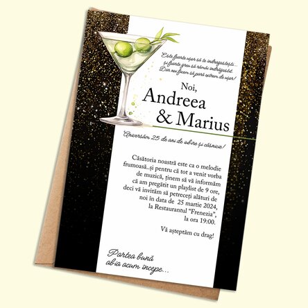 Card personalizat cu text - invitație - Martini