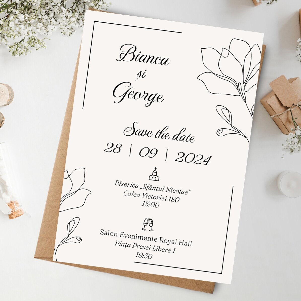 Card personalizat cu text - Invitație nuntă