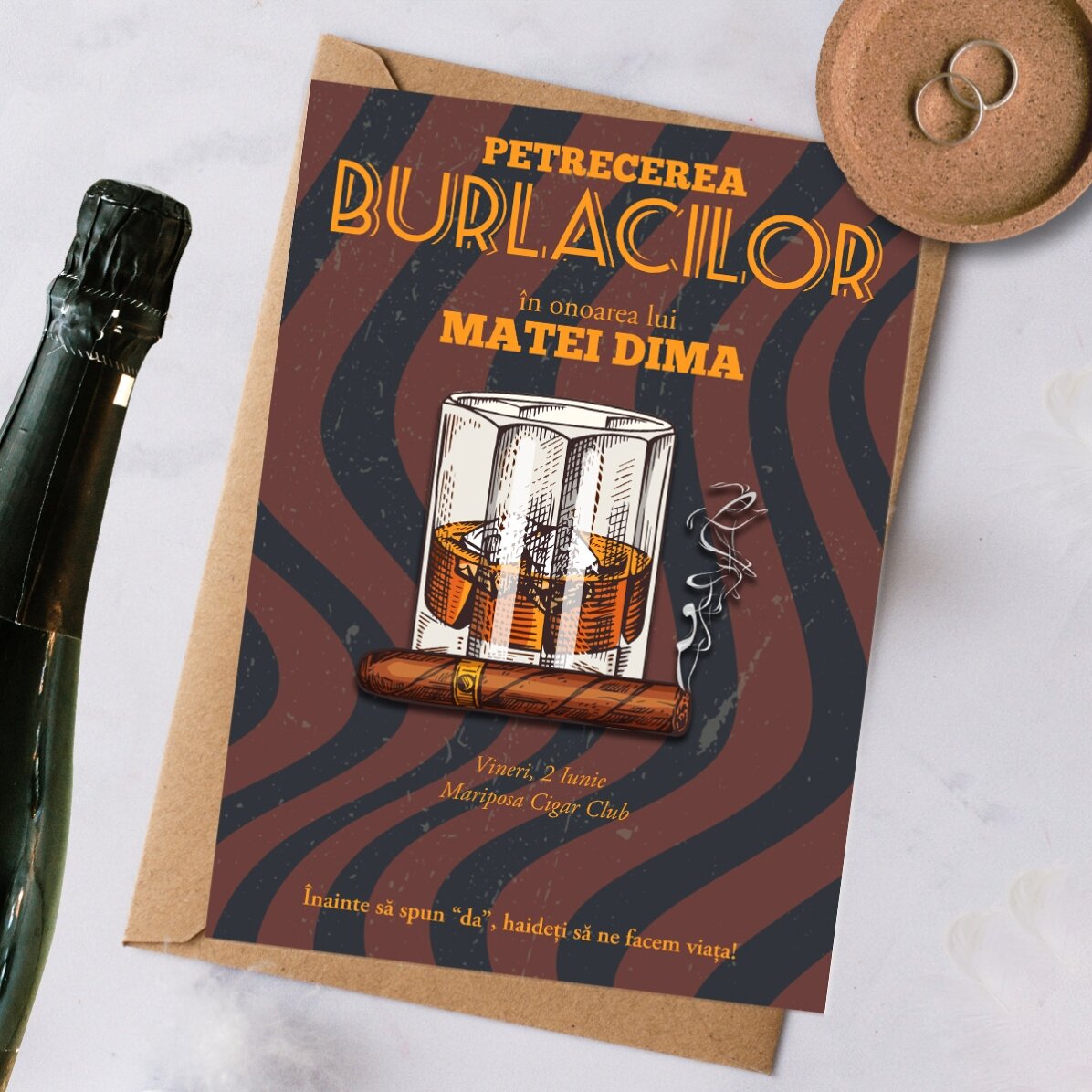 Card personalizat cu text - Petrecerea burlacilor