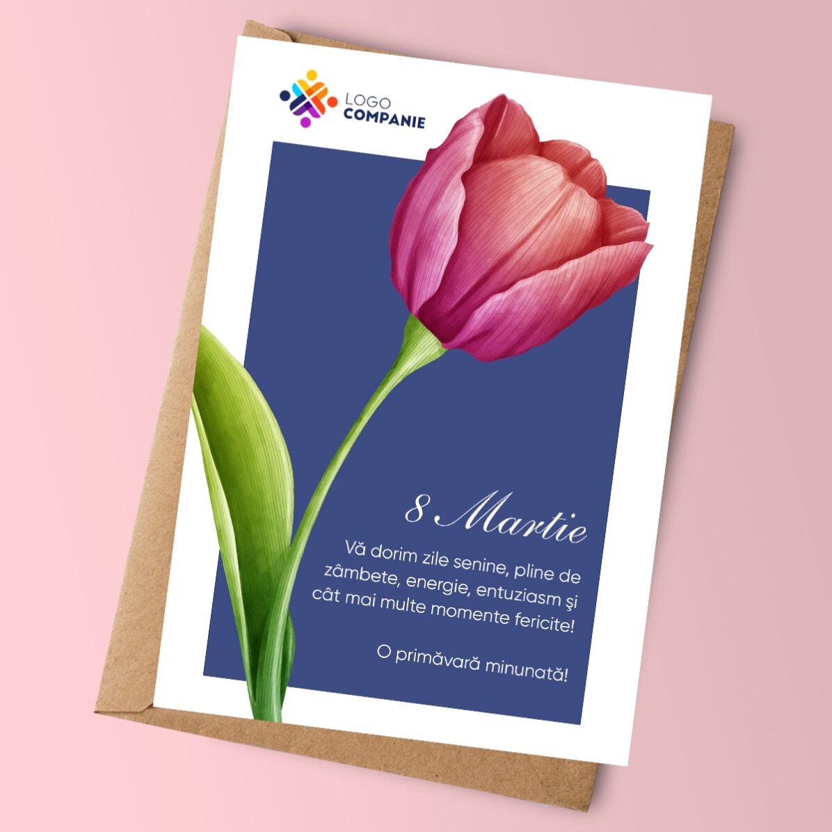 Card personalizat cu text și logo - Primăvară