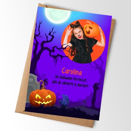 Card personalizat cu text și poza - Halloween