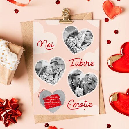 Card răzuibil personalizat cu 3 poze și text - Emoție și iubire