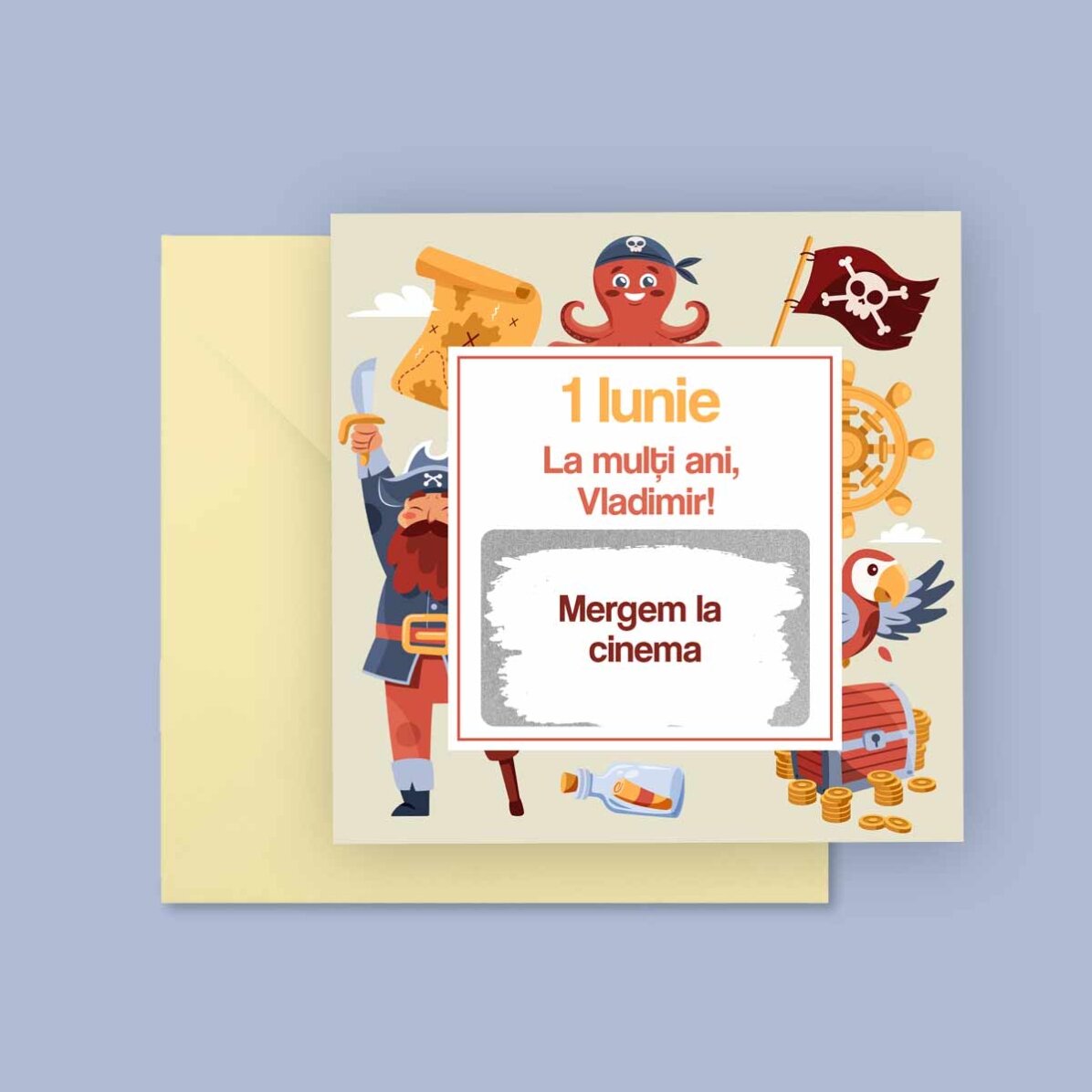 Card răzuibil personalizat cu mesaj - Comoară