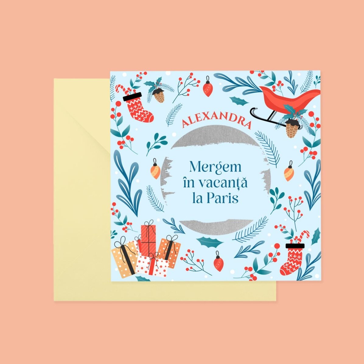 Card răzuibil personalizat cu mesaj - Crăciun