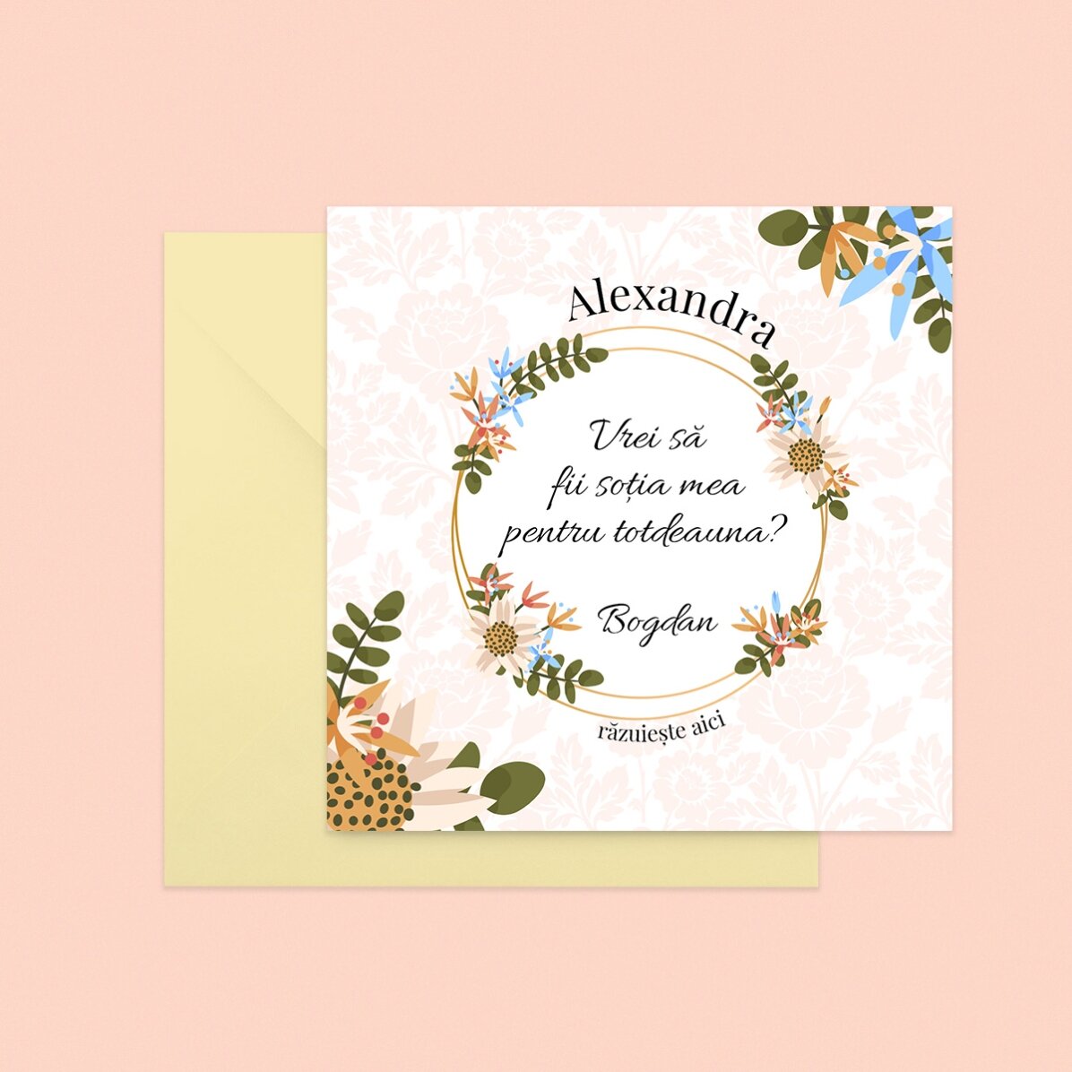 Card răzuibil personalizat cu mesaj - Flower proposal