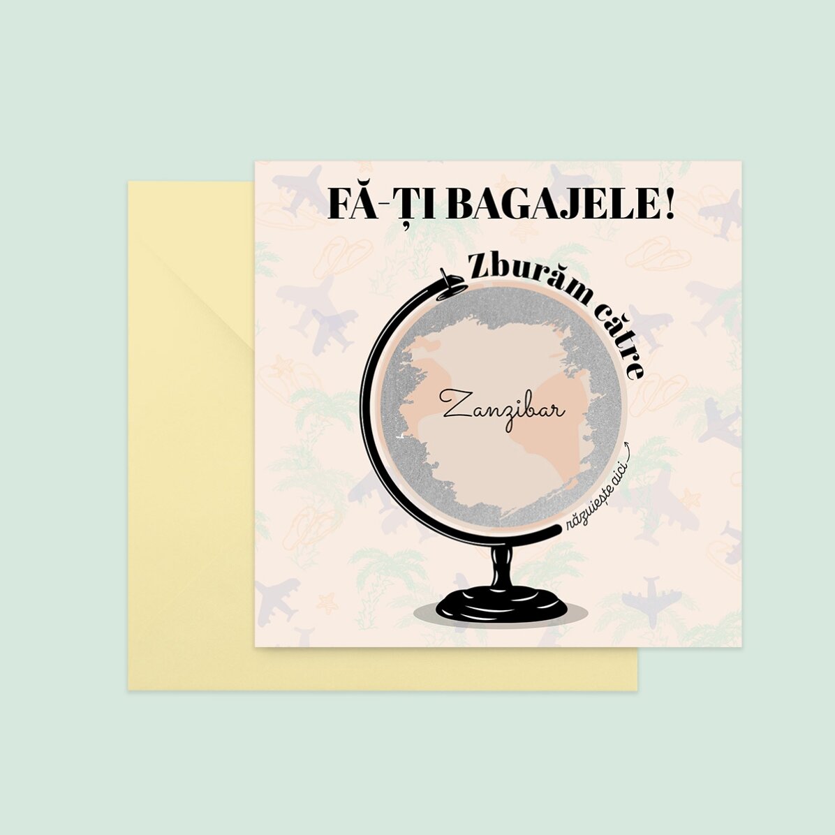 Card răzuibil personalizat cu mesaj - Glob pământesc