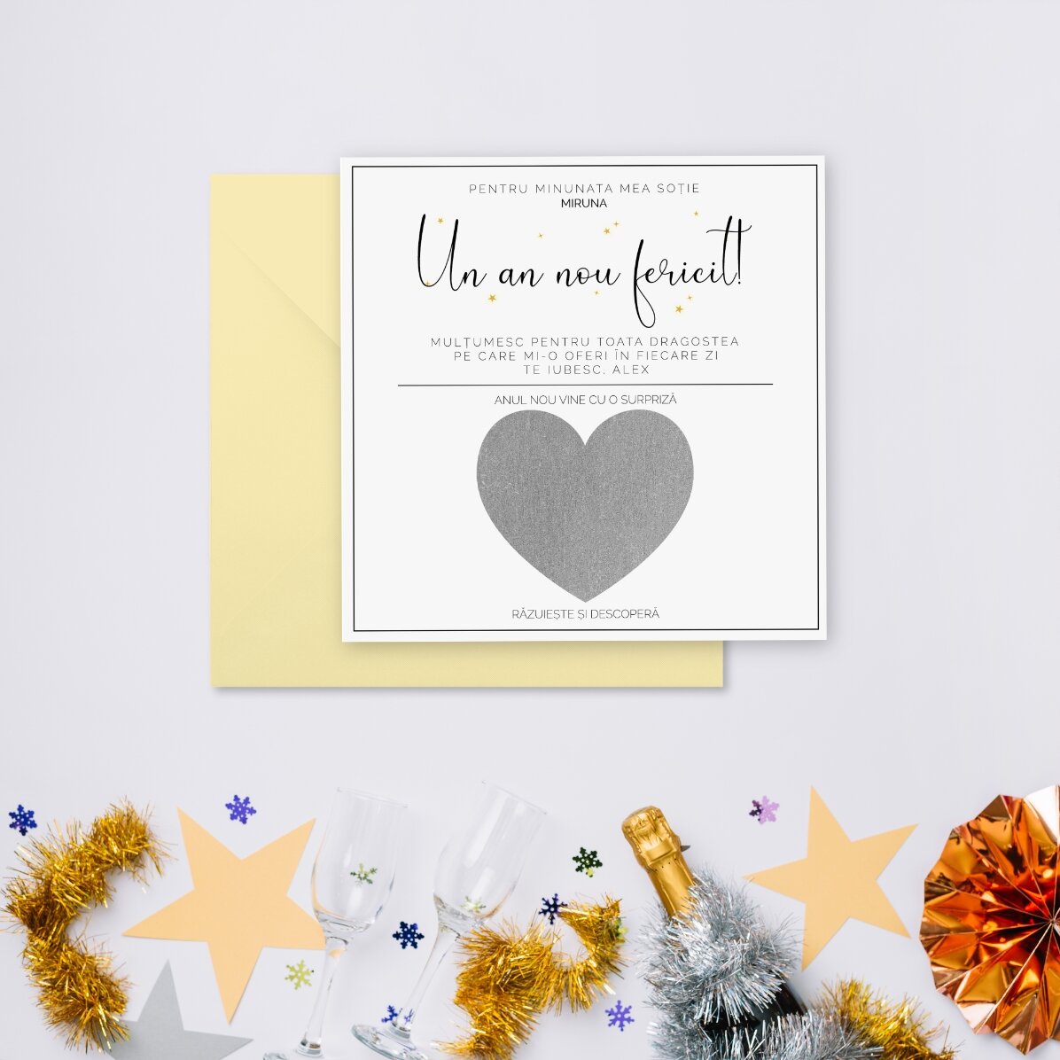 Card răzuibil personalizat cu mesaj - Model elegant de Crăciun