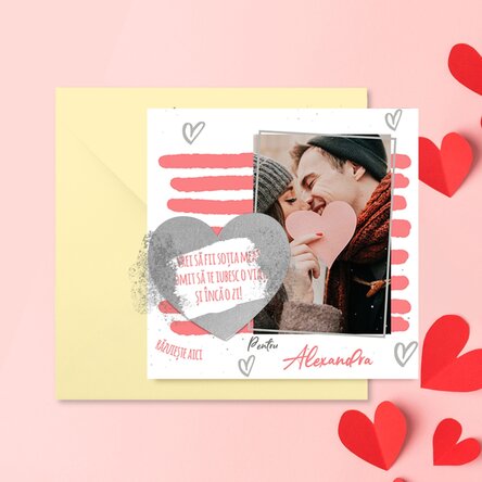 Card răzuibil personalizat cu mesaj și poză - Love