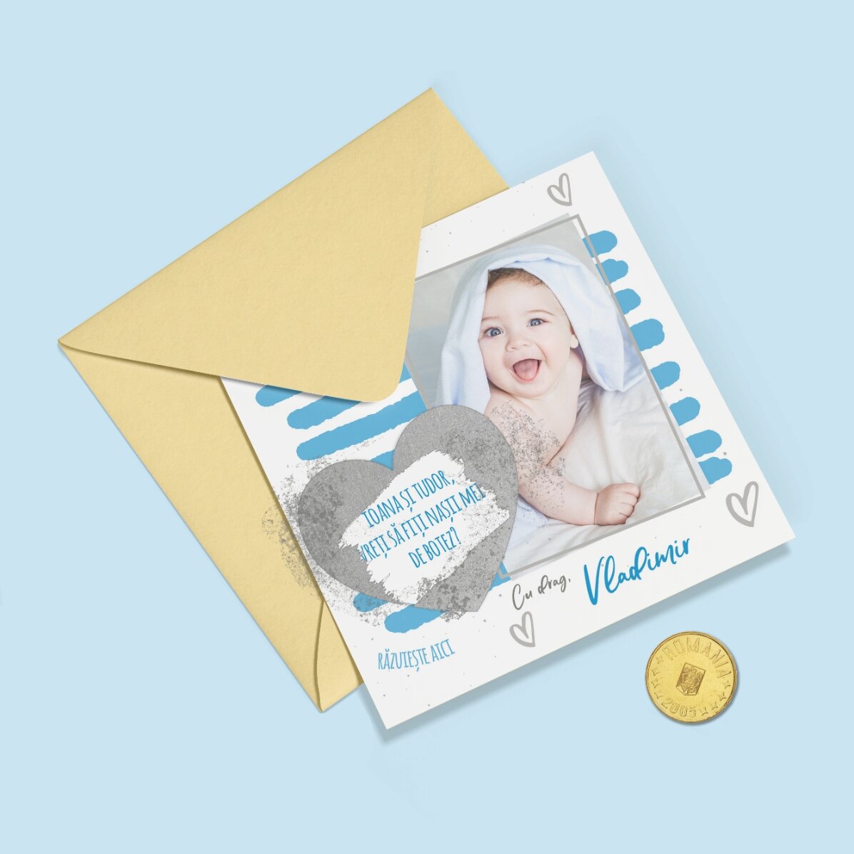 Card răzuibil personalizat cu mesaj și poză - Love