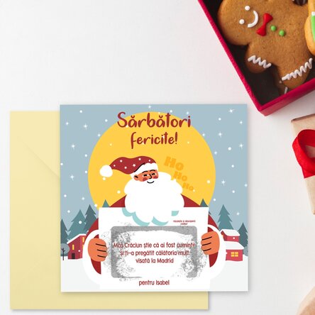 Card răzuibil personalizat cu mesaj - Veste de la Moș Crăciun