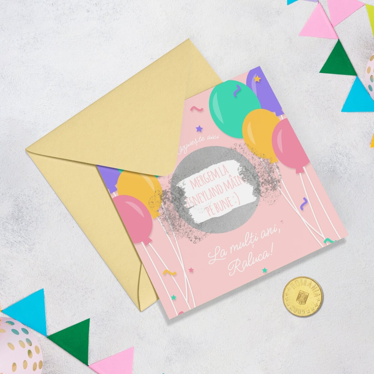 Card răzuibil personalizat cu mesaj - Zi de naștere