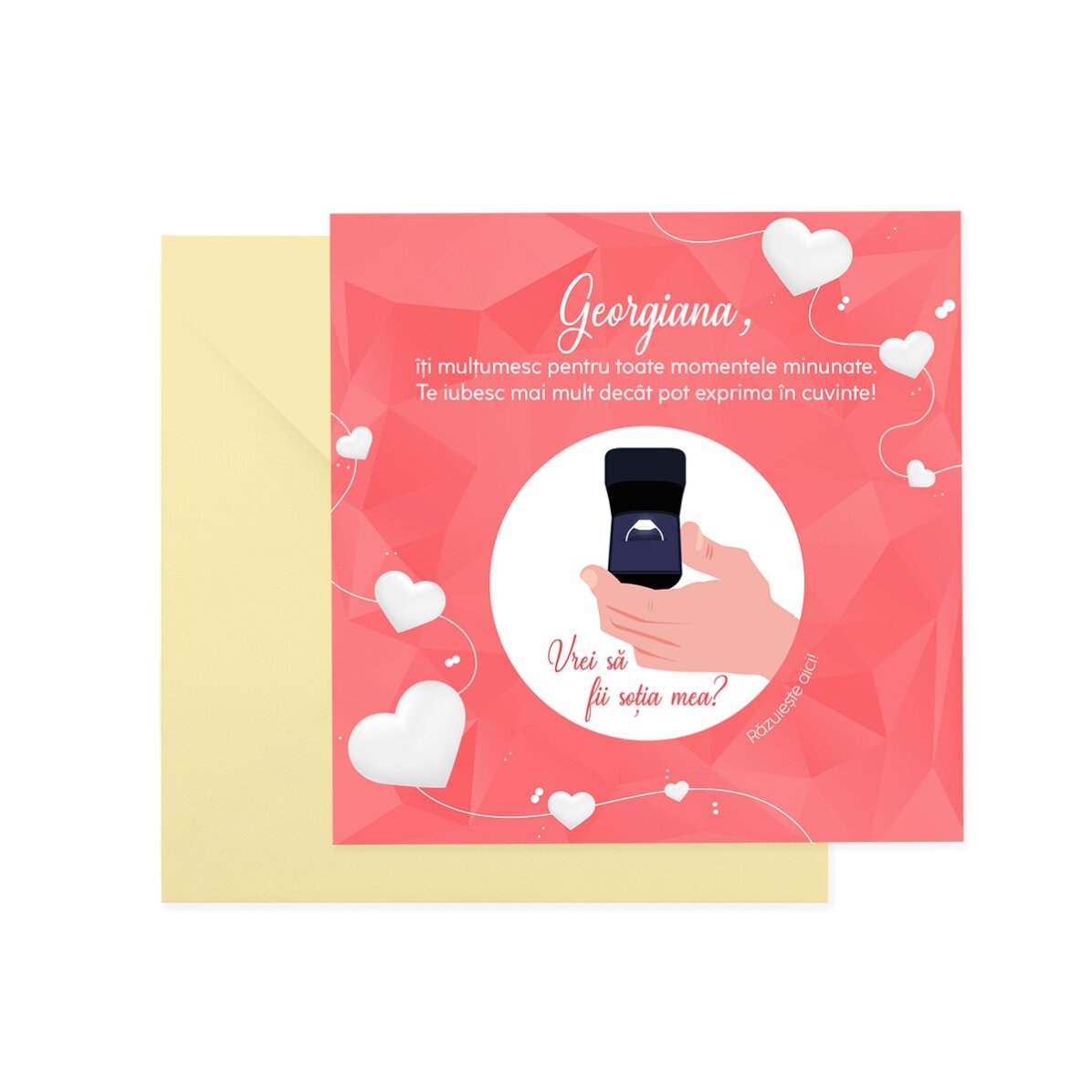 Card răzuibil personalizat cu text - Cerere în căsătorie