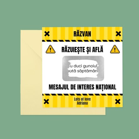 Card răzuibil personalizat cu text - Interes Național