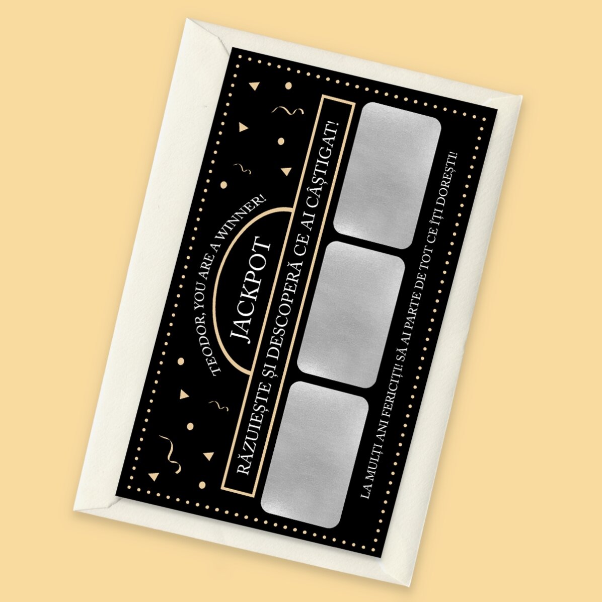 Card răzuibil personalizat cu text - Jackpot