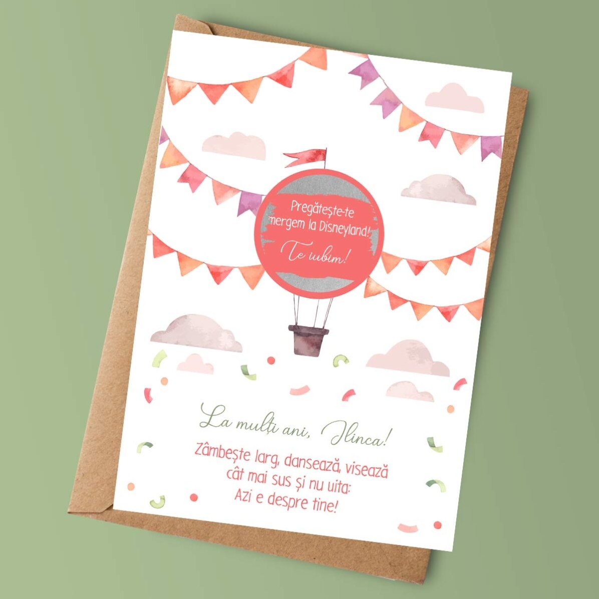 Card răzuibil personalizat cu text pentru copii - Zi de naștere