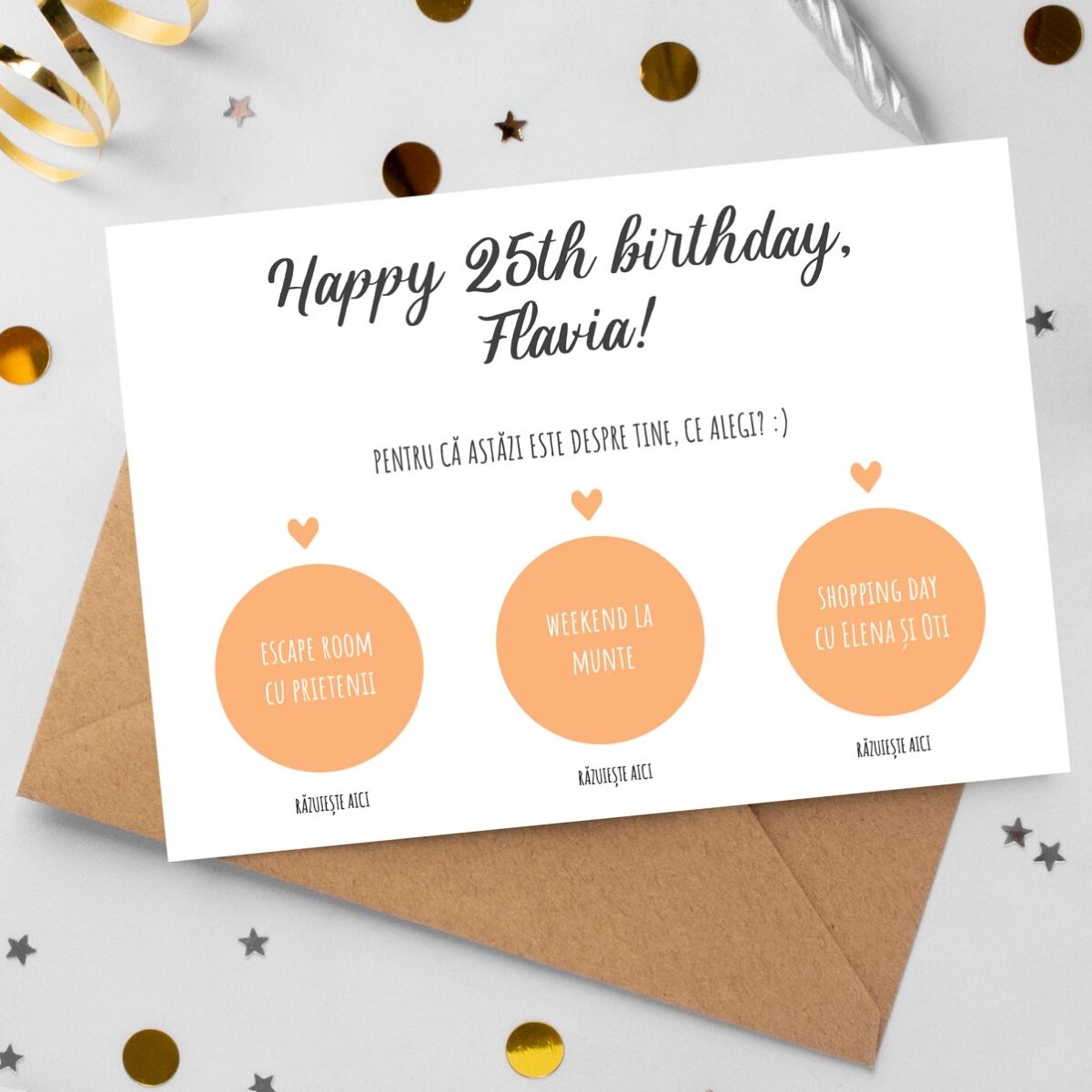 Card răzuibil personalizat cu text - Voucher