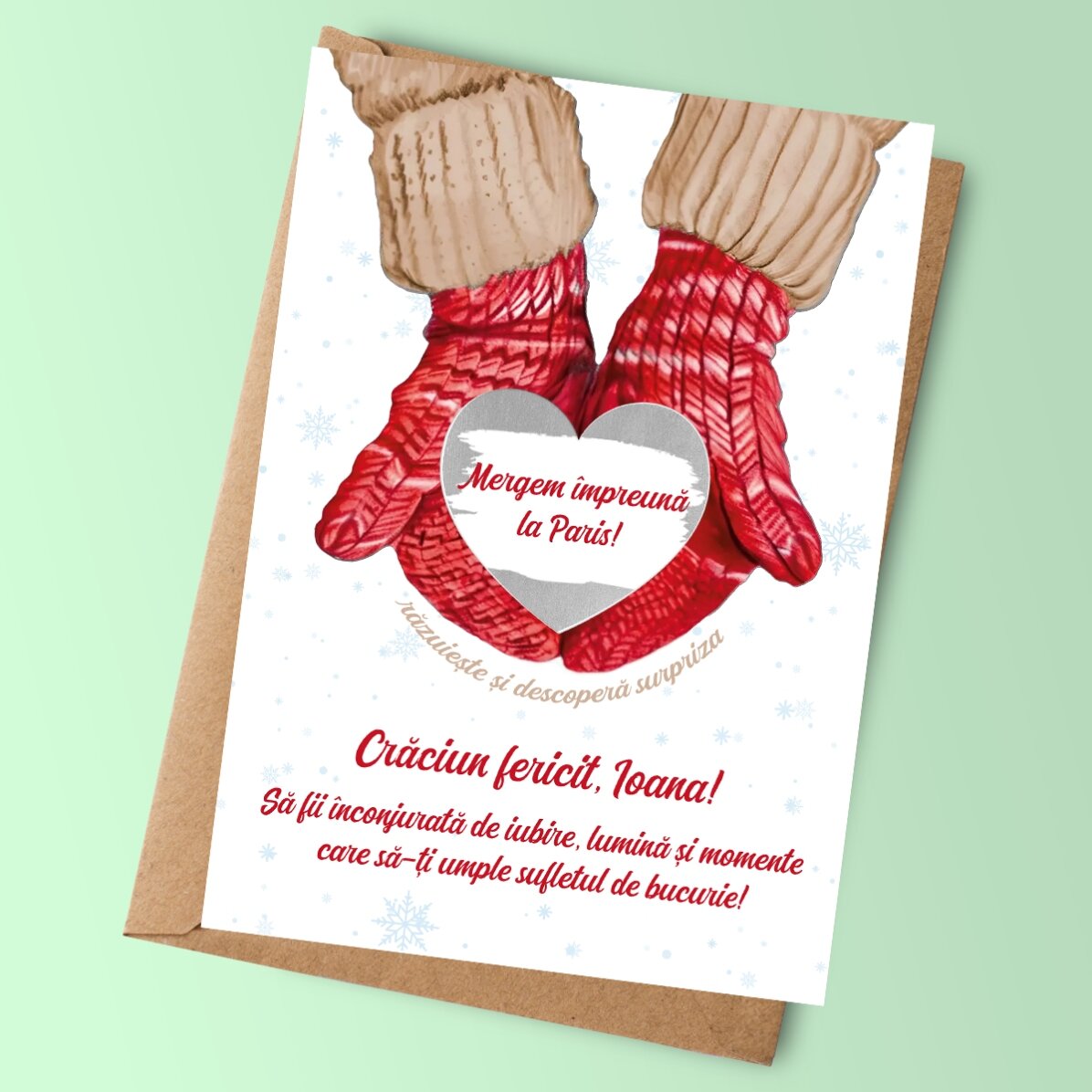 Card răzuibil personalizat de Crăciun - Love