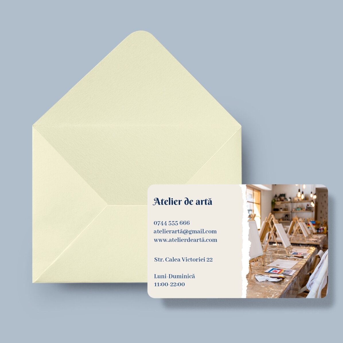 Carte de vizită aluminiu personalizată față-verso cu cod QR și 3 poze