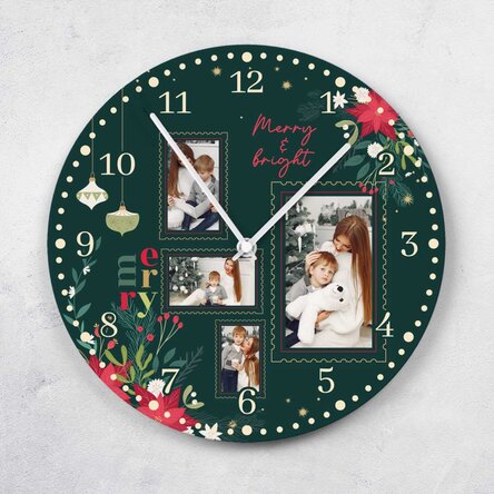 Ceas personalizat cu 4 poze - Amintiri de Sărbători