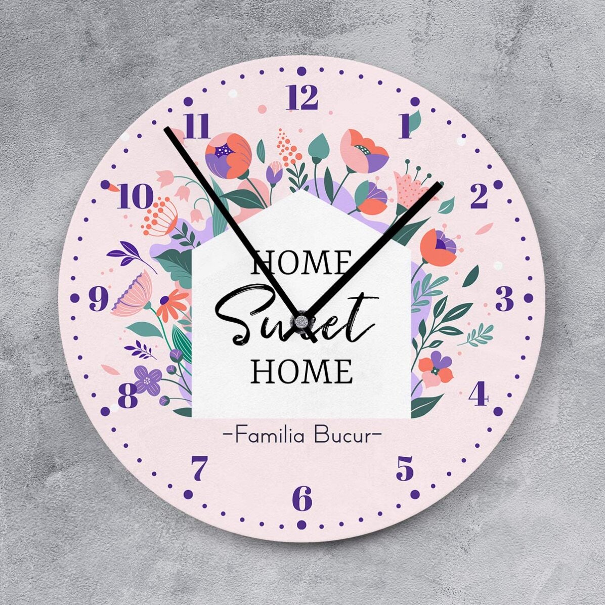 Ceas personalizat cu text - Flowers