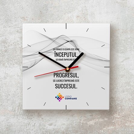 Ceas pătrat personalizat cu logo și text - Succesul 