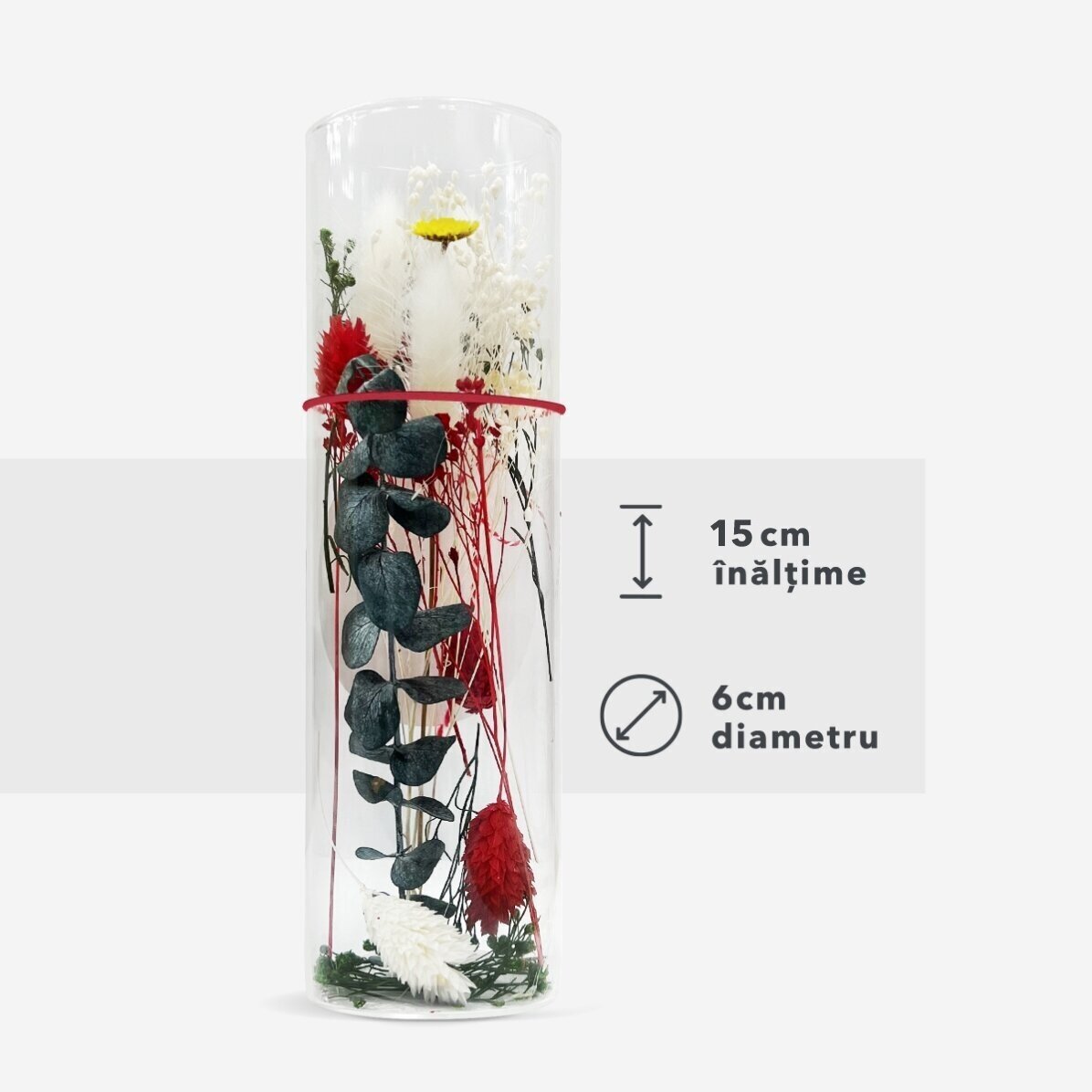 Ornament din sticlă cu flori prezervate personalizat cu grafica ta