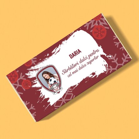 Ciocolată FC Rapid personalizată cu poză și text - Ediție de Crăciun