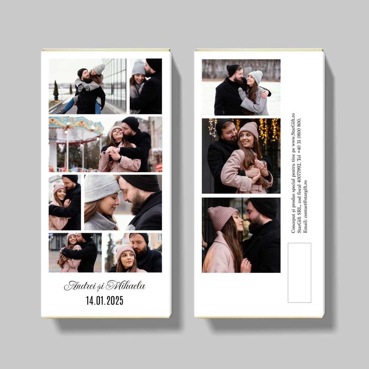 Ciocolată personalizată cu 10 poze și mesaj 