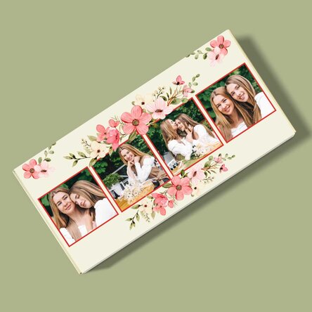 Ciocolată personalizată cu 4 poze și mesaj - Flowers